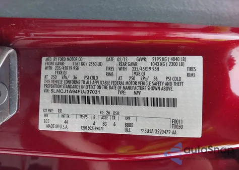 2015 Lincoln Mkc from USA, damaged, VIN 5LMCJ1A94FUJ37031